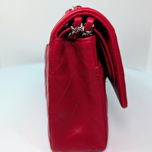 Chanel Rare Red 17b Classic Medium Quilted Lambskin Double Flap Bag - Picture 7 of 16